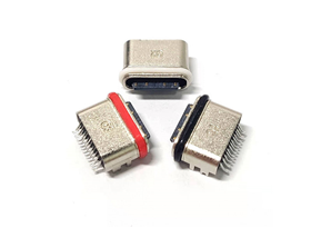 TYPE-C 16P防水母座 板上四腳帶柱 U型口粉末冶金