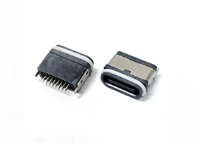 TYPE-C 16P防水母座 立插全塑U型防水包膠圈款